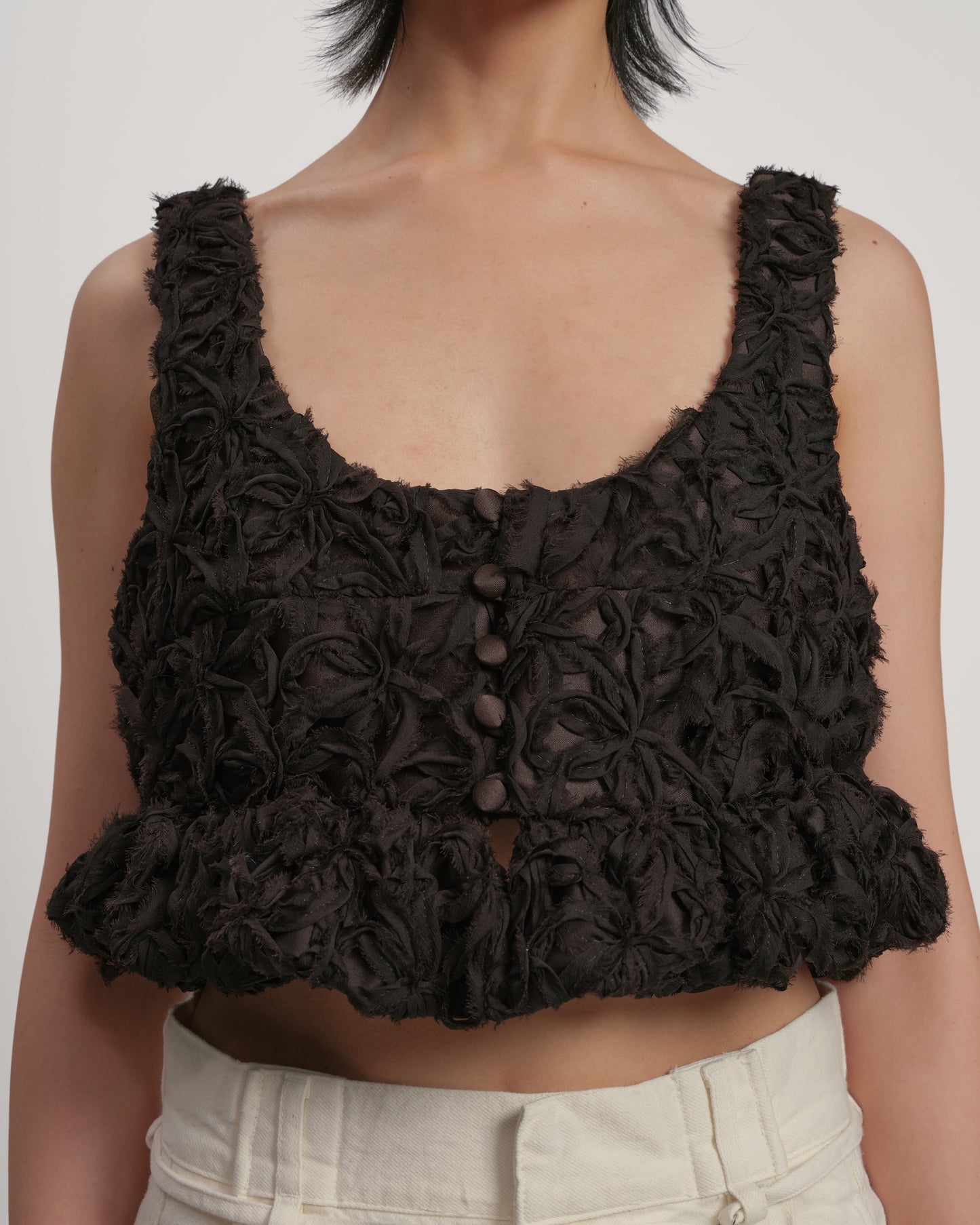 Embroidery flower bustier CREAM LIVINGTONE OFFICIAL WEB STORE