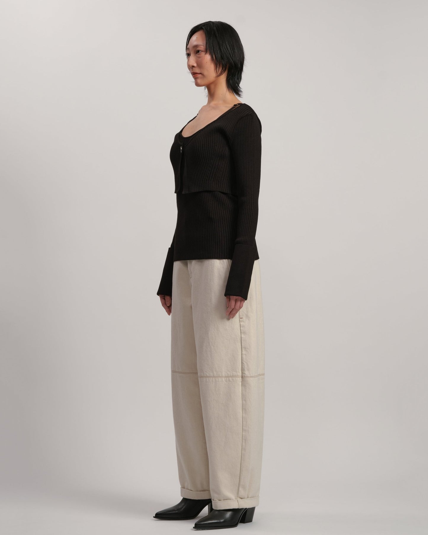 DOLK combi knit WHITE LIVINGTONE OFFICIAL WEB STORE