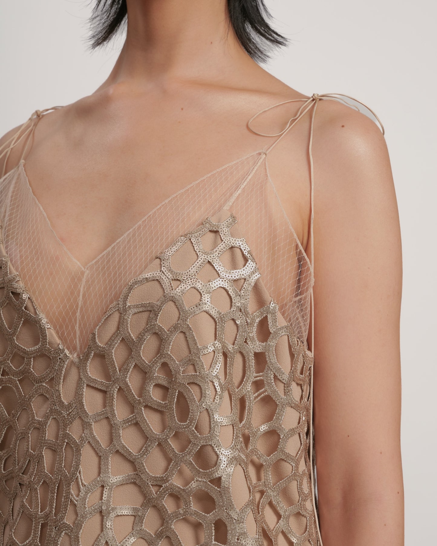Spangle lace trim cami top GOLD LIVINGTONE OFFICIAL WEB STORE