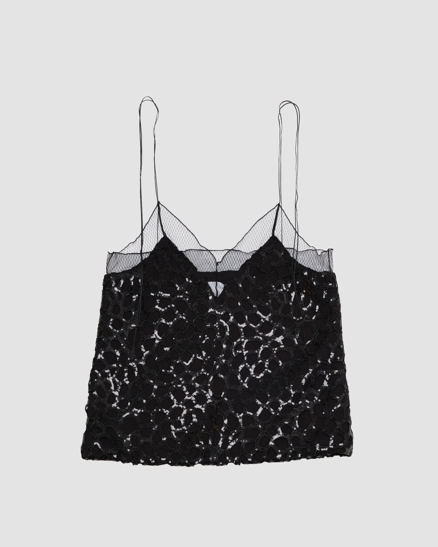 Spangle lace trim cami top BLACK LIVINGTONE OFFICIAL WEB STORE