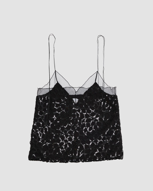 Spangle lace trim cami top BLACK LIVINGTONE OFFICIAL WEB STORE
