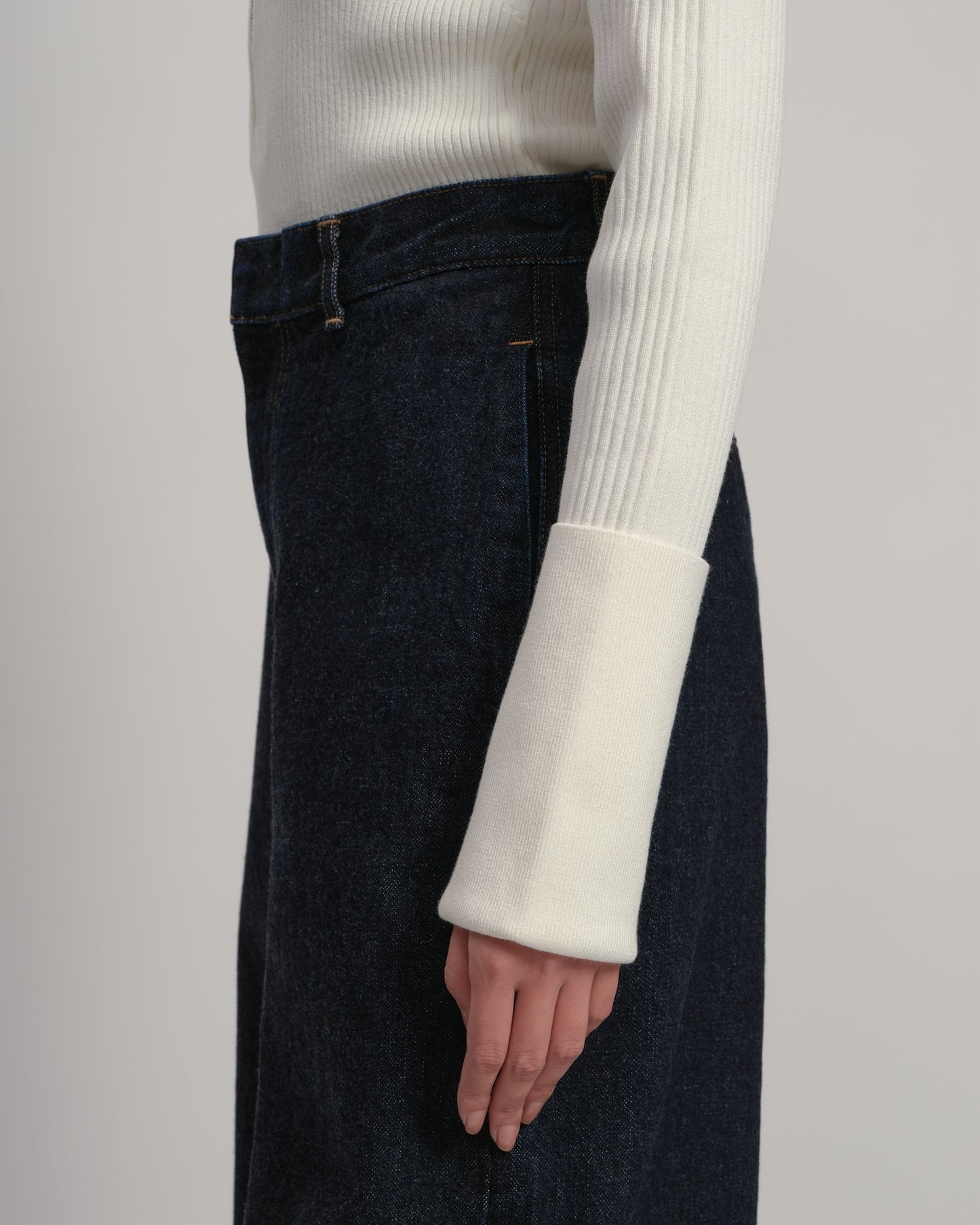 DOLK zipper fly High neck knit INDIGO LIVINGTONE OFFICIAL WEB STORE