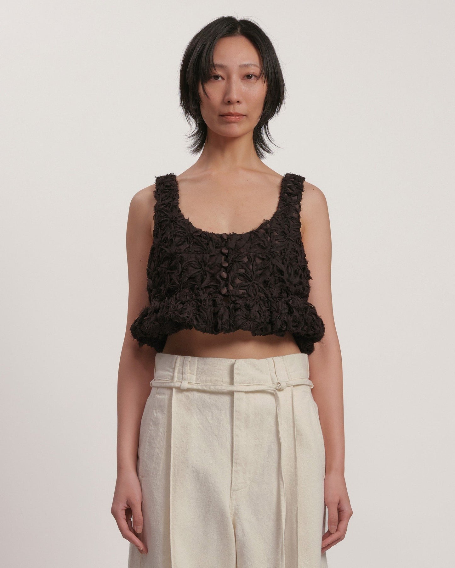 Embroidery flower bustier CREAM LIVINGTONE OFFICIAL WEB STORE