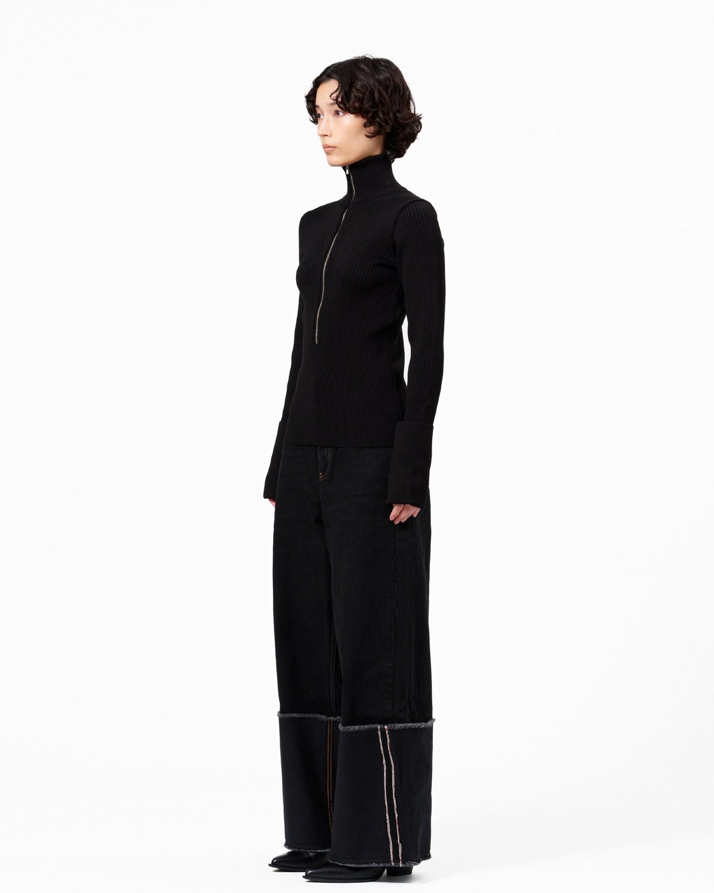 DOLK zipper fly High neck knit BLACK LIVINGTONE OFFICIAL WEB STORE