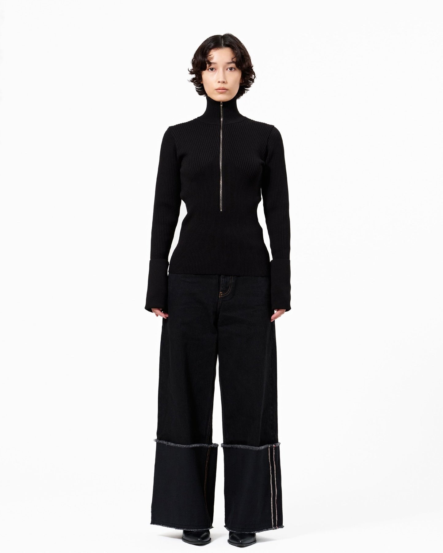 DOLK zipper fly High neck knit BLACK LIVINGTONE OFFICIAL WEB STORE