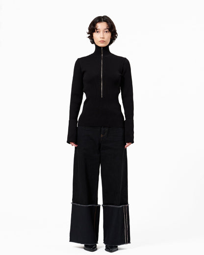 DOLK zipper fly High neck knit BLACK LIVINGTONE OFFICIAL WEB STORE