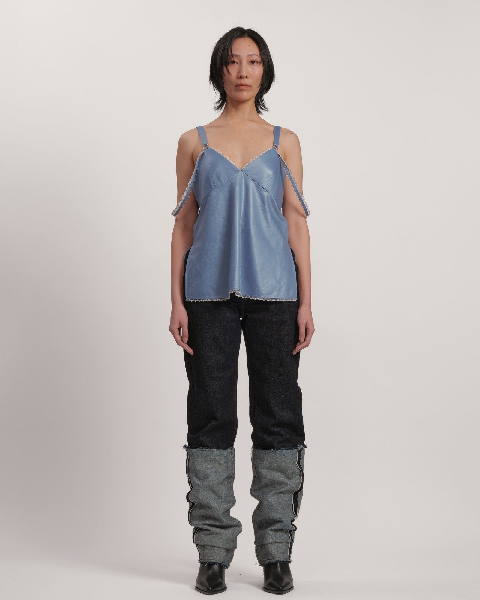 Satin strapped cami top CAMEL LIVINGTONE OFFICIAL WEB STORE