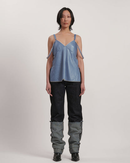 Satin strapped cami top CAMEL LIVINGTONE OFFICIAL WEB STORE
