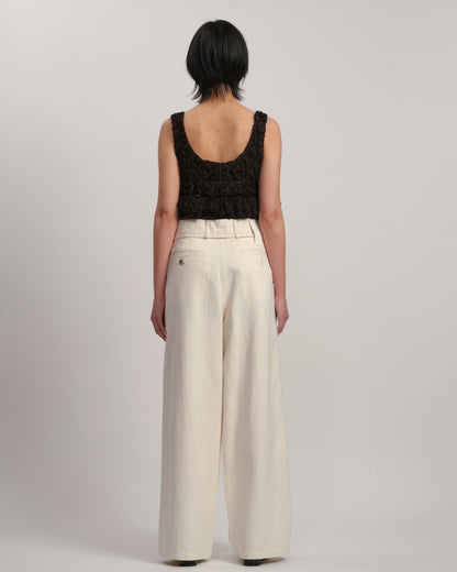 ROBERTE - Waist tuck wide WHITE LIVINGTONE OFFICIAL WEB STORE