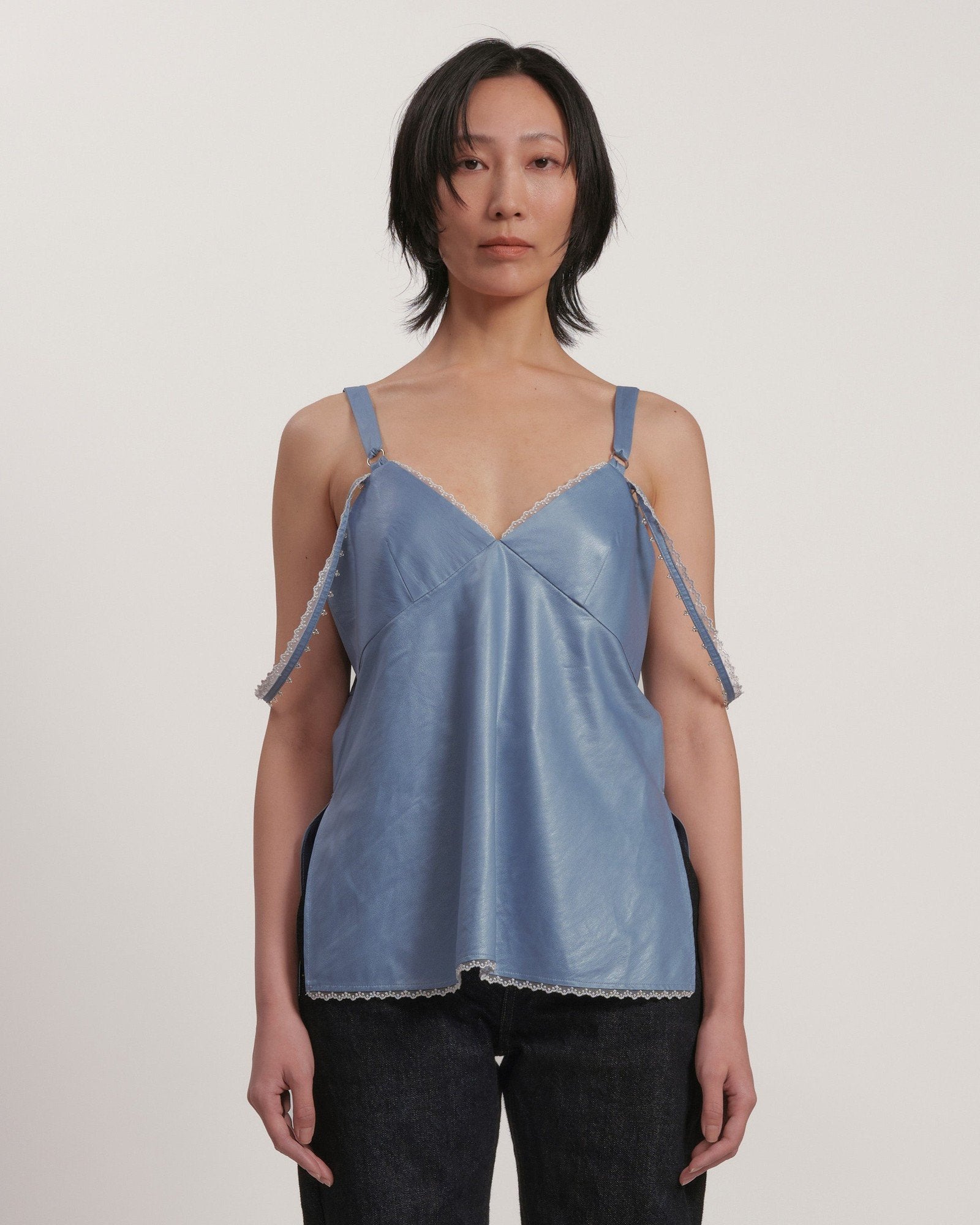Satin strapped cami top CAMEL LIVINGTONE OFFICIAL WEB STORE