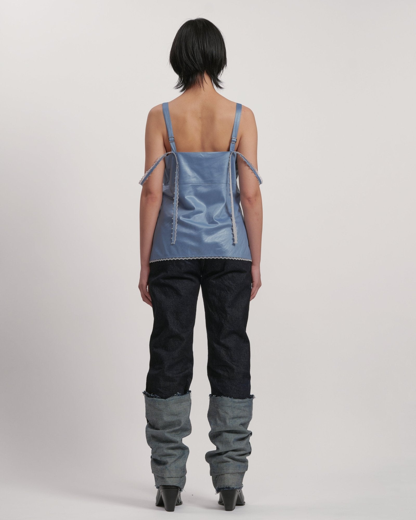 Satin strapped cami top GREY LIVINGTONE OFFICIAL WEB STORE